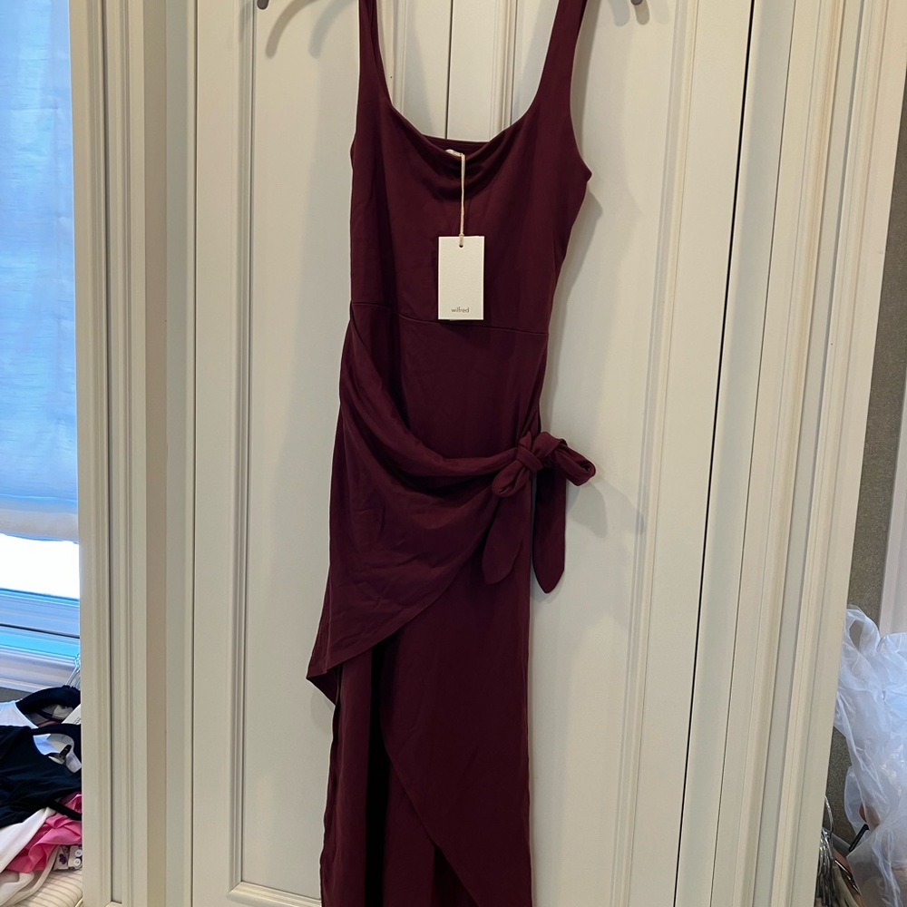 Aritzia Burgundy Asymmetrical Dress